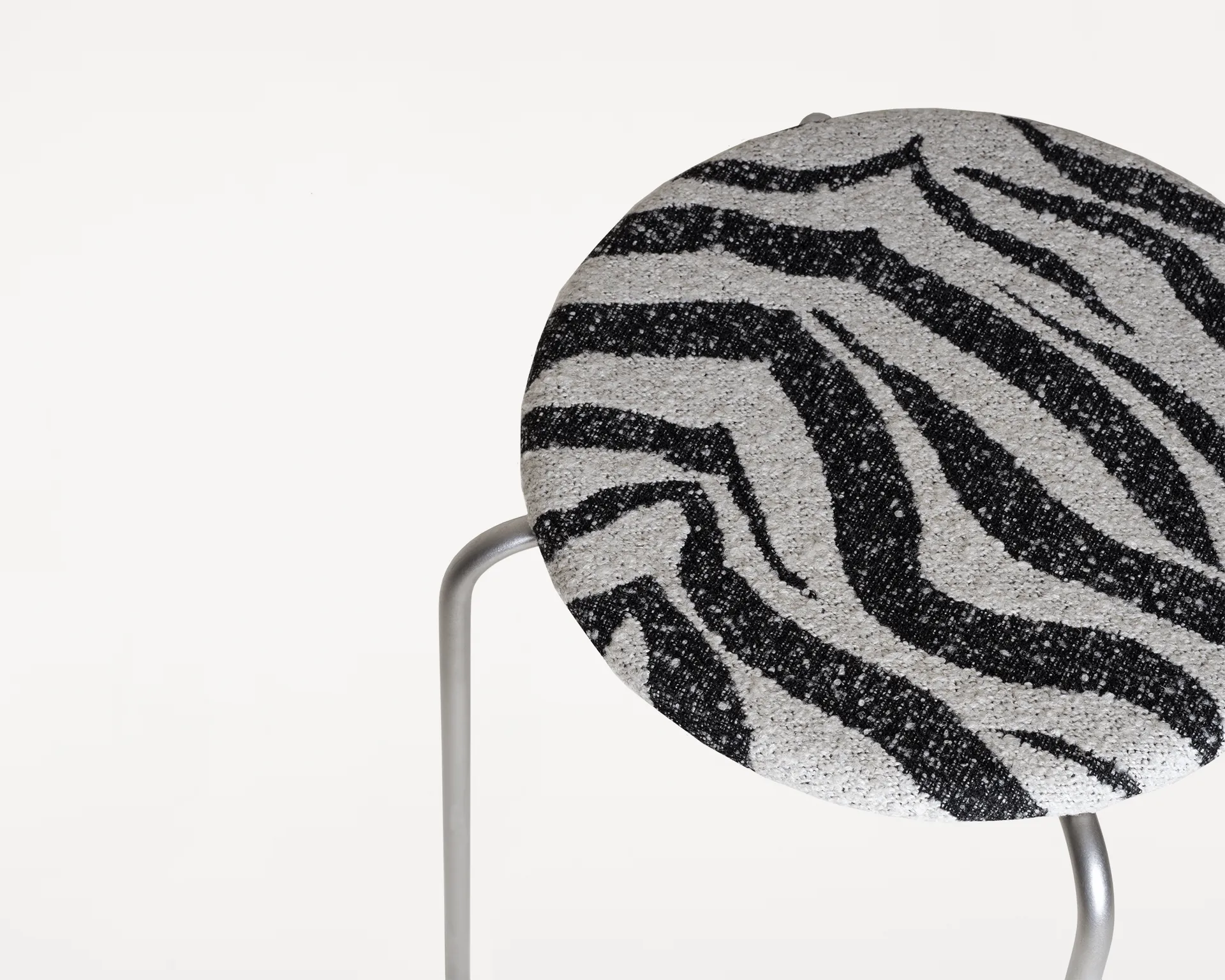 Tabouret rond Petit Rond, Acier inoxydable-tissu Zebra FRAMA