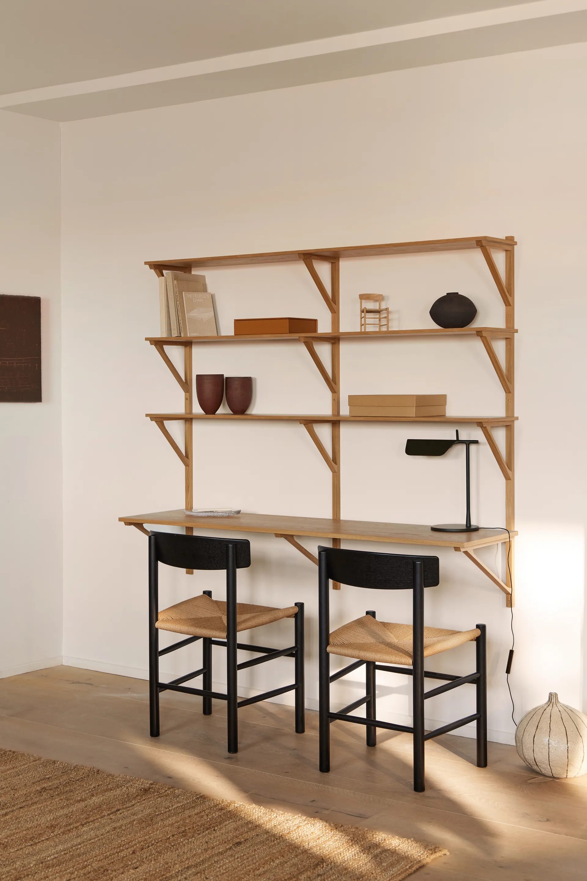 Bibliothèque avec bureau BM29 149x134 cm, Chêne laqué Fredericia Furniture