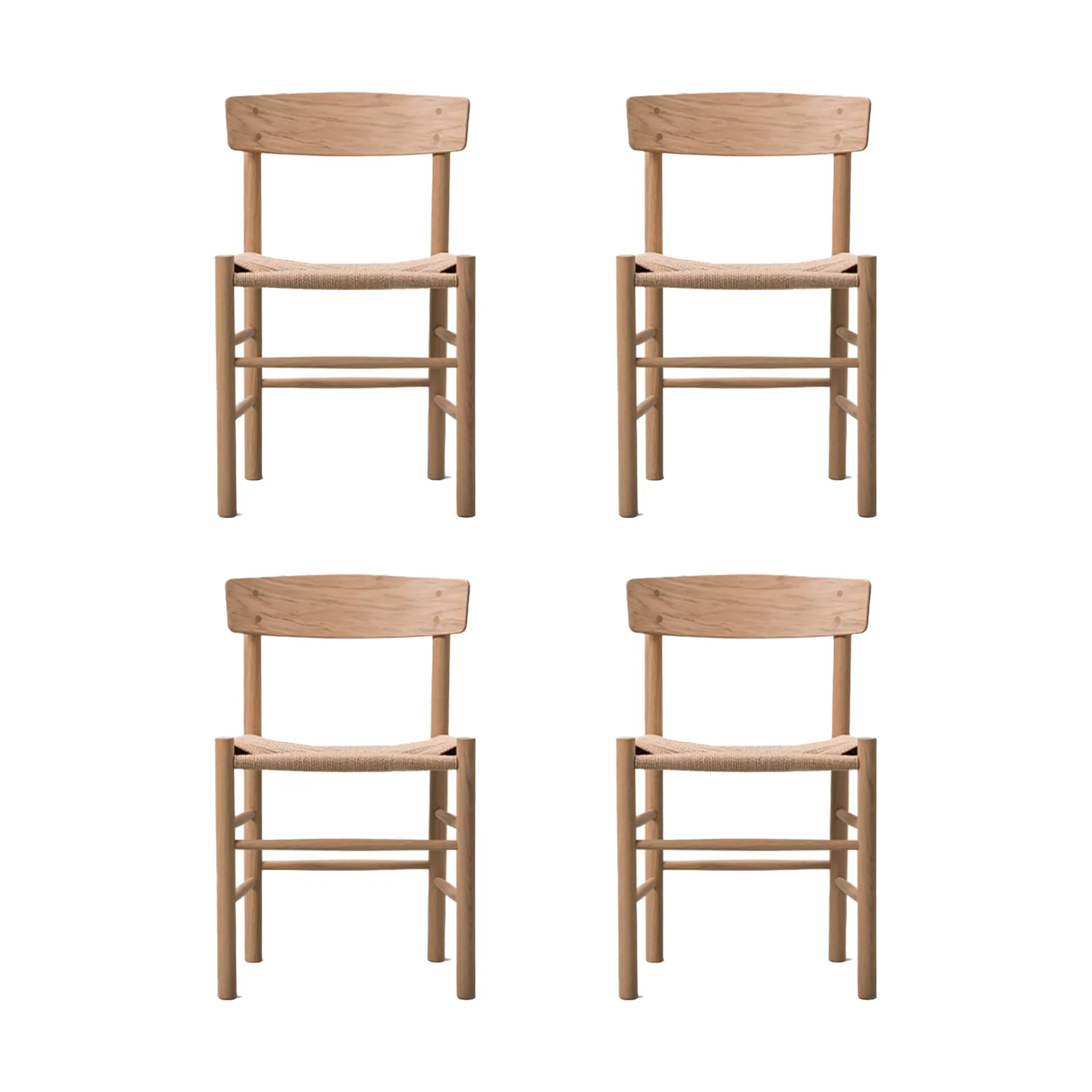 Chaise J39, Chêne clair huilé-vannerie naturelle, lot de 4,  Fredericia Furniture