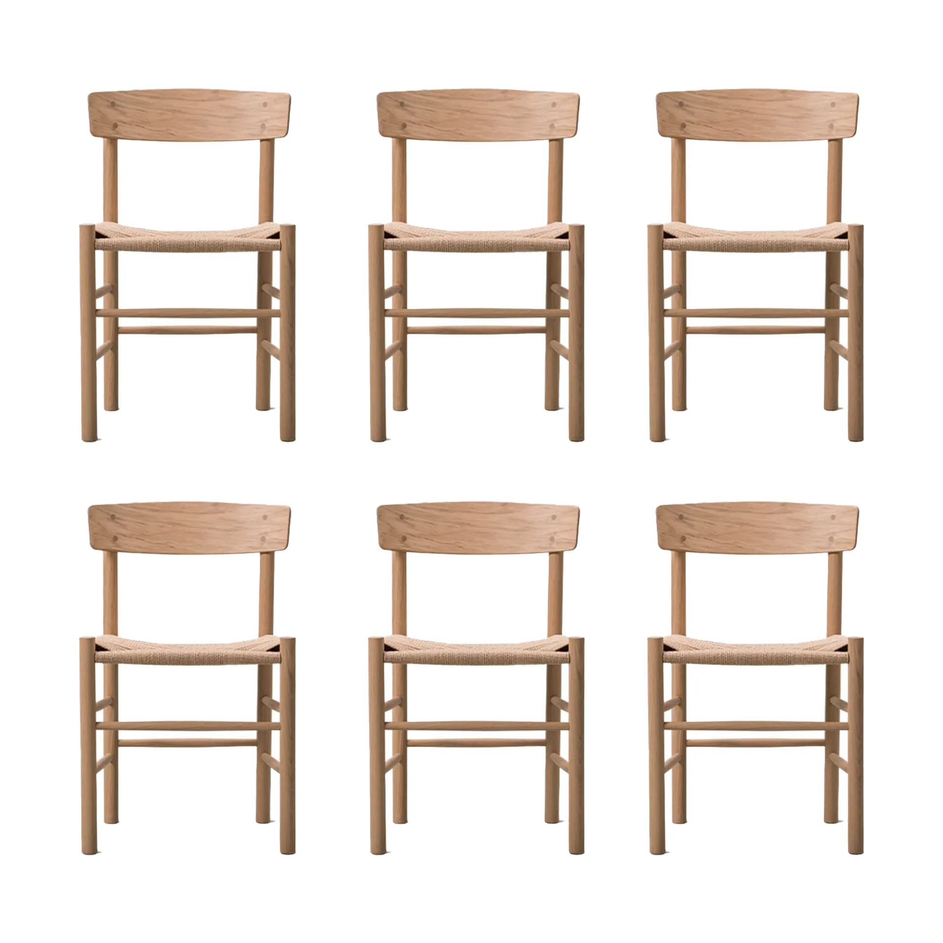 Chaise J39, Chêne clair huilé-vannerie naturelle, lot de 6,  Fredericia Furniture