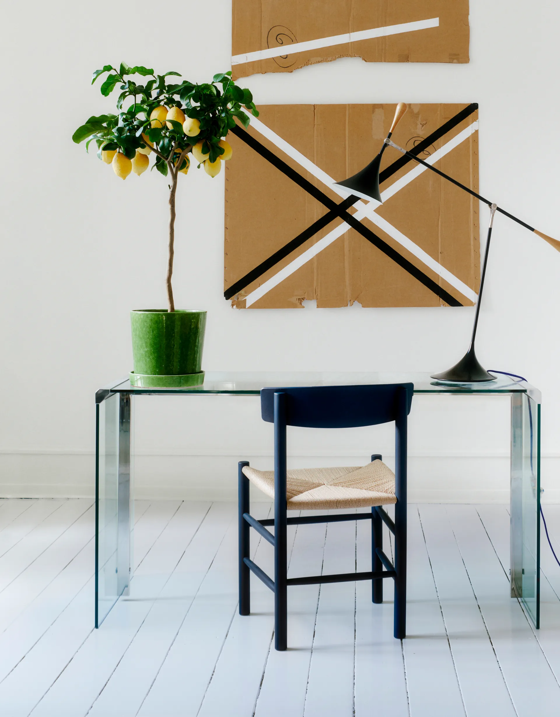 Chaise J39, Indigo blue-tressé naturel Fredericia Furniture