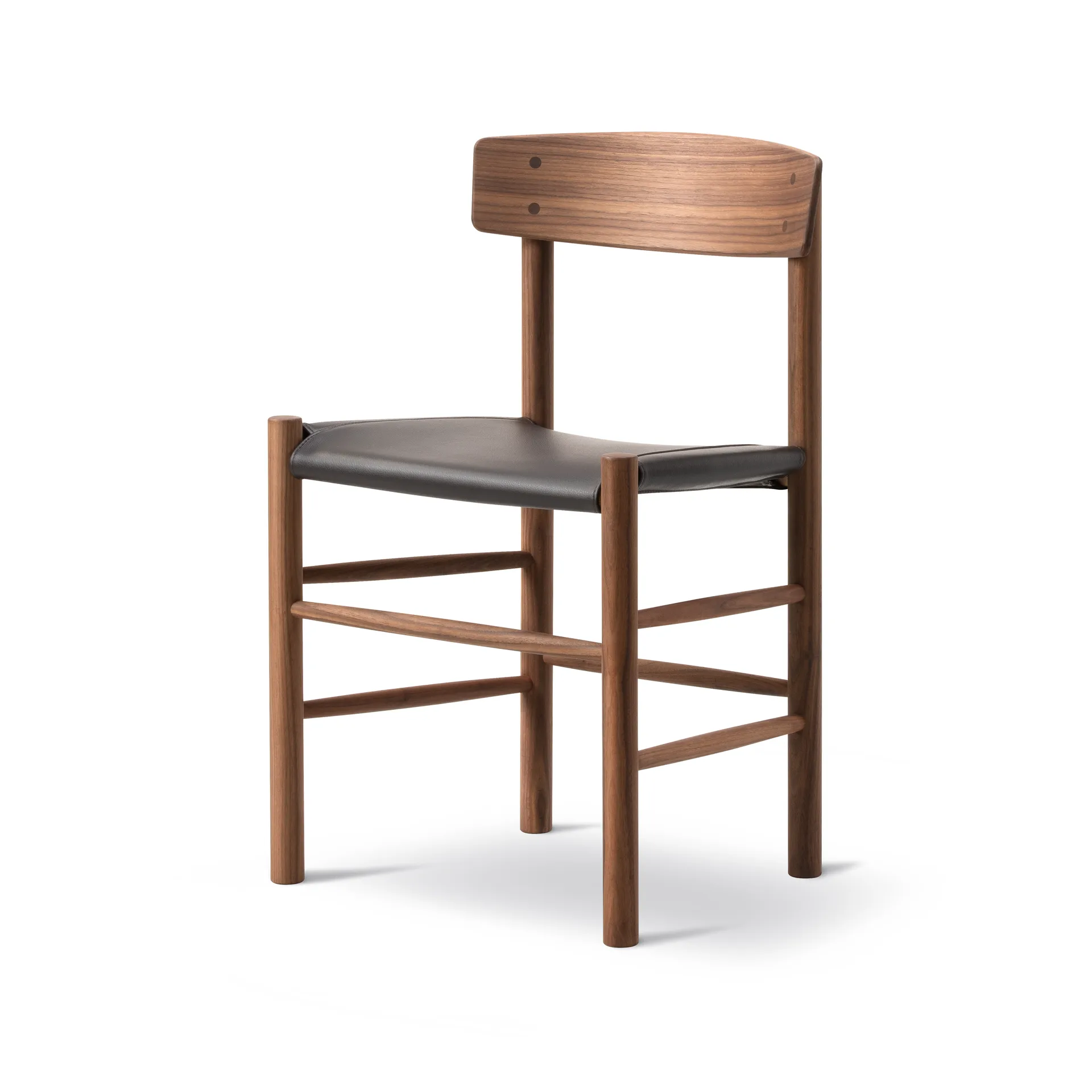 Chaise J39, Noyer huilé-cuir Omni 377 brun foncé Fredericia Furniture