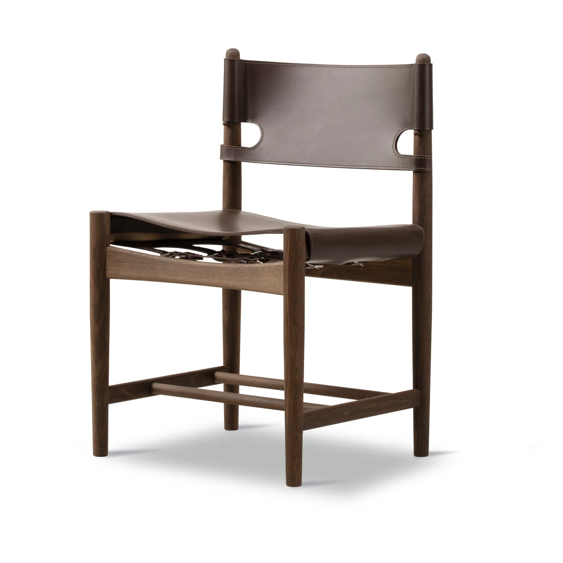 Chaise The Spanish Dining Chair, Cuir brun foncé-chêne fumé Fredericia Furniture