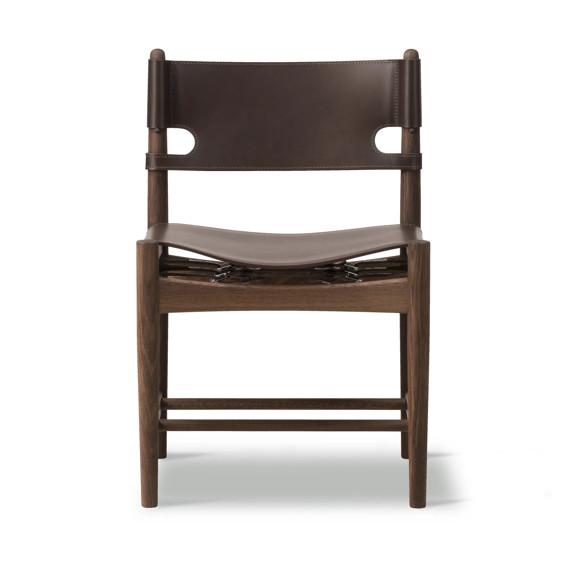 Chaise The Spanish Dining Chair, Cuir brun foncé-chêne fumé Fredericia Furniture