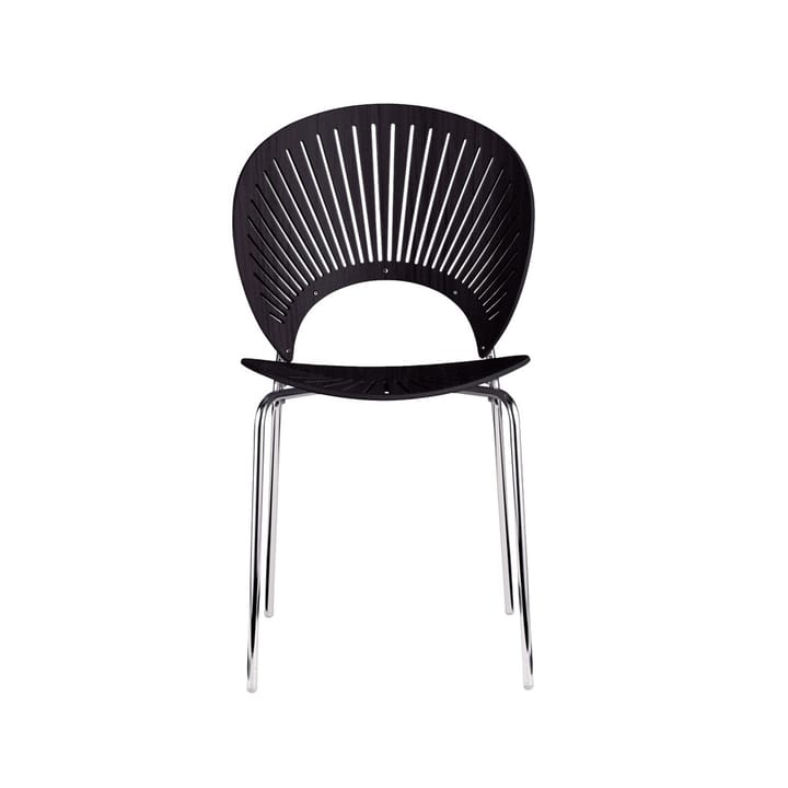 Chaise Trinidad 3398 - Frêne teinté noir, pieds chrome - Fredericia Furniture