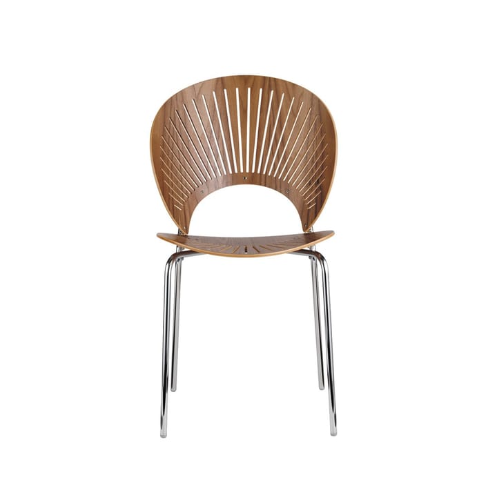 Chaise Trinidad 3398 - Noyer verni clair, pieds chrome - Fredericia Furniture