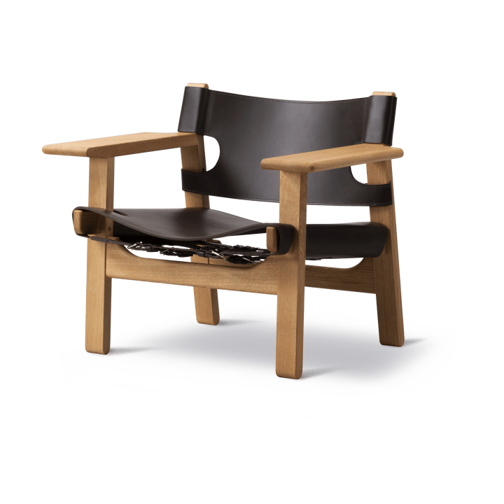 Fauteuil Den spanske stol - Cuir brun foncé-chêne huilé - Fredericia Furniture