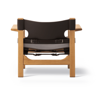 Fauteuil Den spanske stol - Cuir brun foncé-chêne huilé - Fredericia Furniture