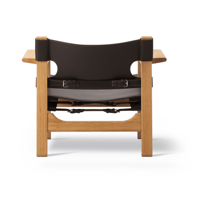 Fauteuil Den spanske stol, Cuir brun foncé-chêne huilé Fredericia Furniture