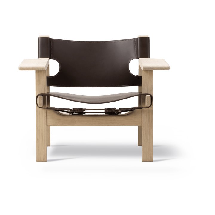 Fauteuil Den spanske stol, Cuir brun foncé-chêne savonné Fredericia Furniture
