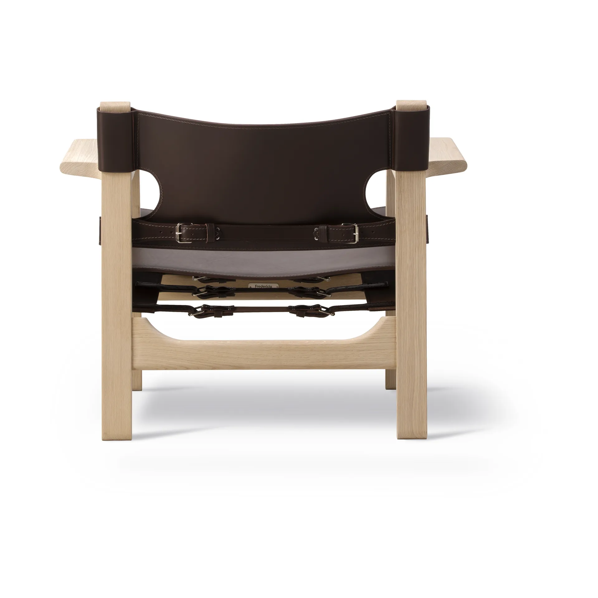 Fauteuil Den spanske stol, Cuir brun foncé-chêne savonné Fredericia Furniture