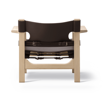 Fauteuil Den spanske stol - Cuir brun foncé-chêne savonné - Fredericia Furniture