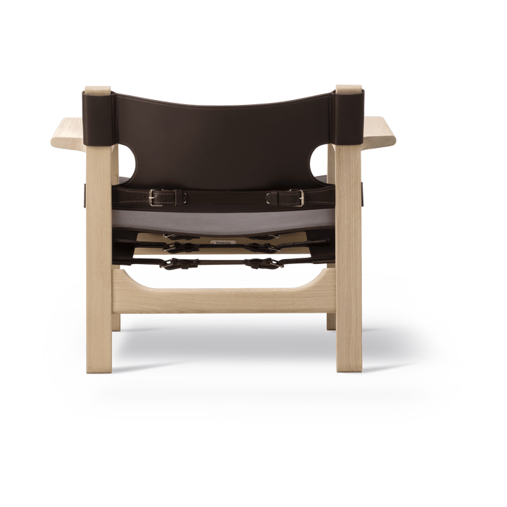 Fauteuil Den spanske stol, Cuir brun foncé-chêne savonné Fredericia Furniture