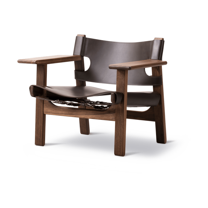 Fauteuil Den spanske stol - Cuir brun foncé-noyer huilé - Fredericia Furniture