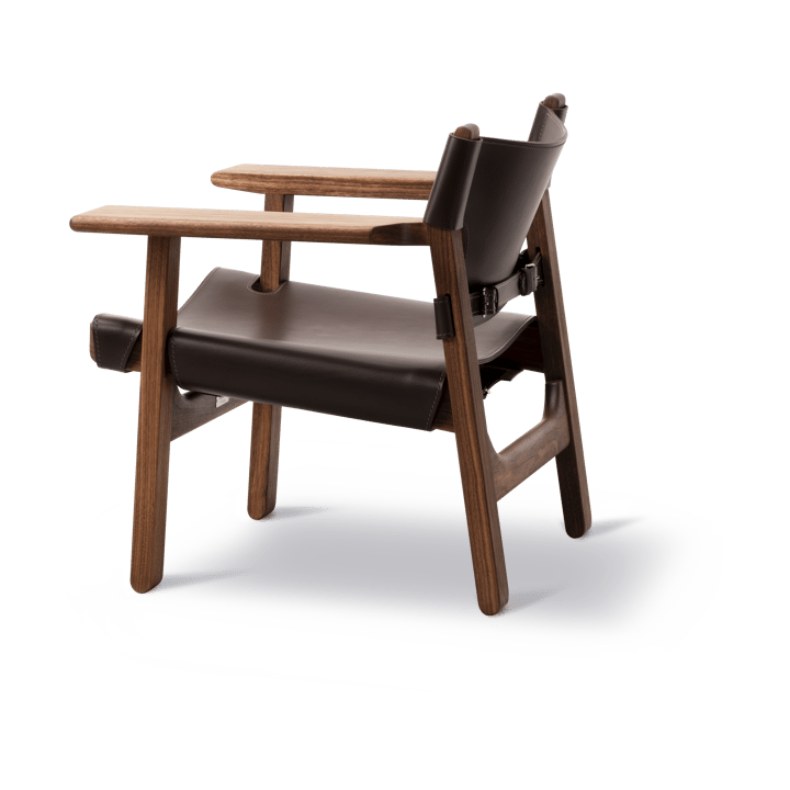 Fauteuil Den spanske stol, Cuir brun foncé-noyer huilé Fredericia Furniture