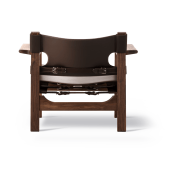 Fauteuil Den spanske stol - Cuir brun foncé-noyer huilé - Fredericia Furniture