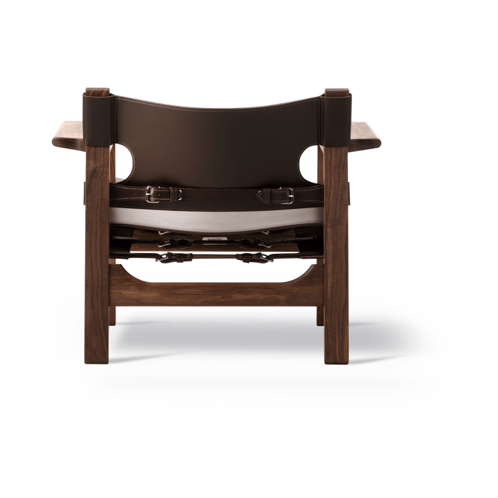 Fauteuil Den spanske stol, Cuir brun foncé-noyer huilé Fredericia Furniture