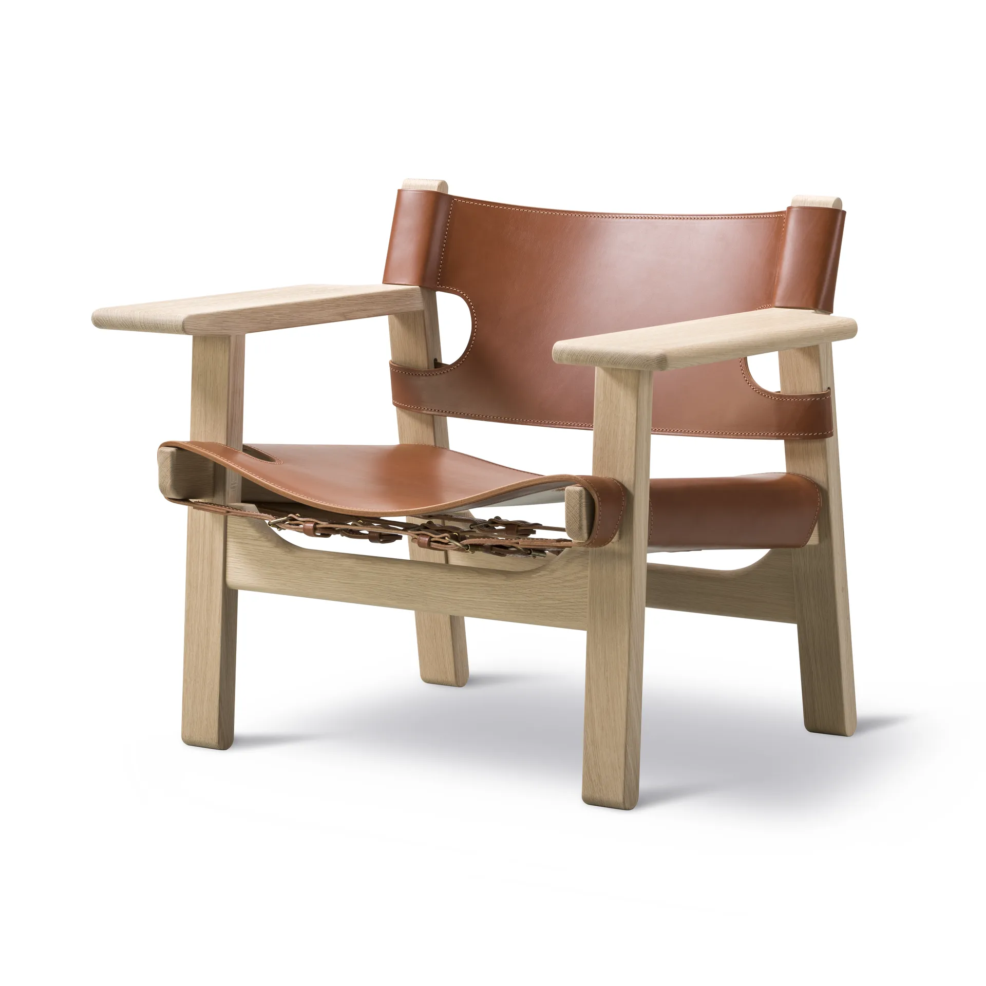 Fauteuil Den spanske stol, Cuir cognac-chêne clair huilé Fredericia Furniture