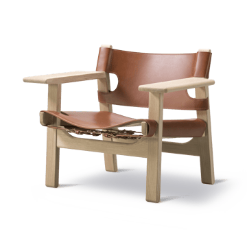 Fauteuil Den spanske stol - Cuir cognac-chêne clair huilé - Fredericia Furniture