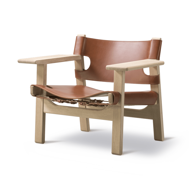 Fauteuil Den spanske stol, Cuir cognac-chêne clair huilé Fredericia Furniture
