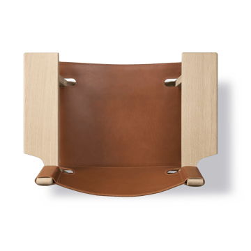 Fauteuil Den spanske stol - Cuir cognac-chêne clair huilé - Fredericia Furniture