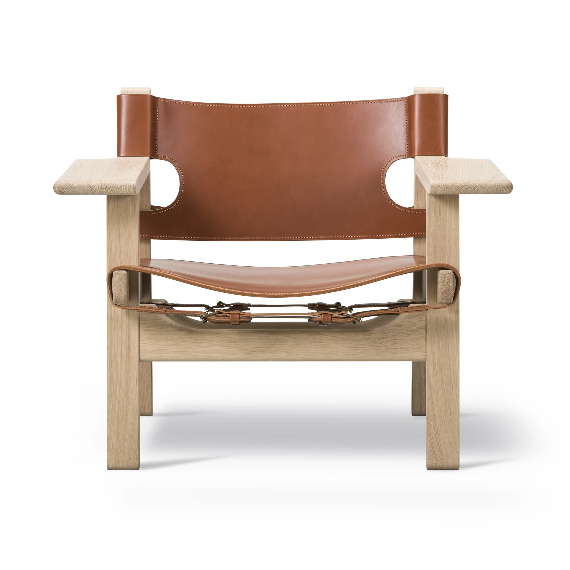 Fauteuil Den spanske stol, Cuir cognac-chêne savonné Fredericia Furniture