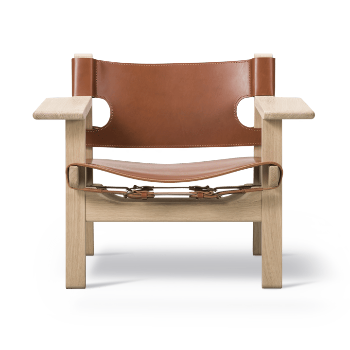 Fauteuil Den spanske stol - Cuir cognac-chêne savonné - Fredericia Furniture