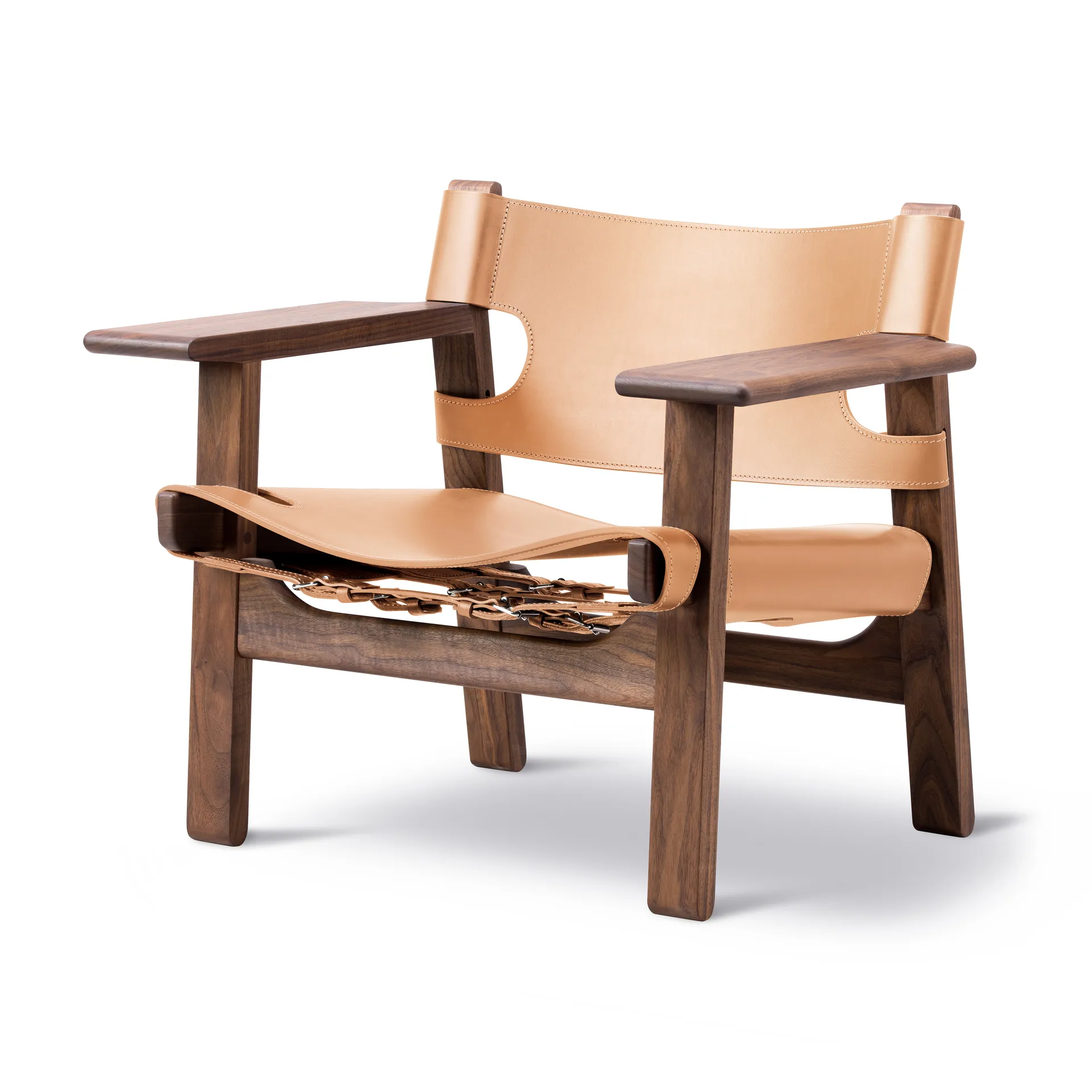 Fauteuil Den spanske stol, Cuir naturel-noyer huilé Fredericia Furniture