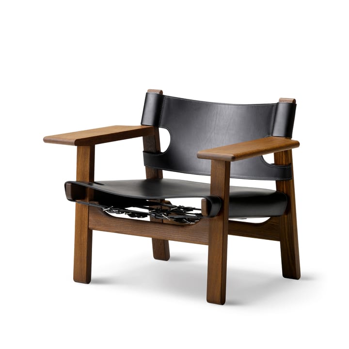 Fauteuil Den spanske stol - Cuir noir-chêne fumé - Fredericia Furniture