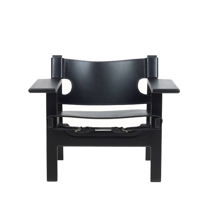 Fauteuil Den spanske stol - Cuir noir-chêne noirci - Fredericia Furniture