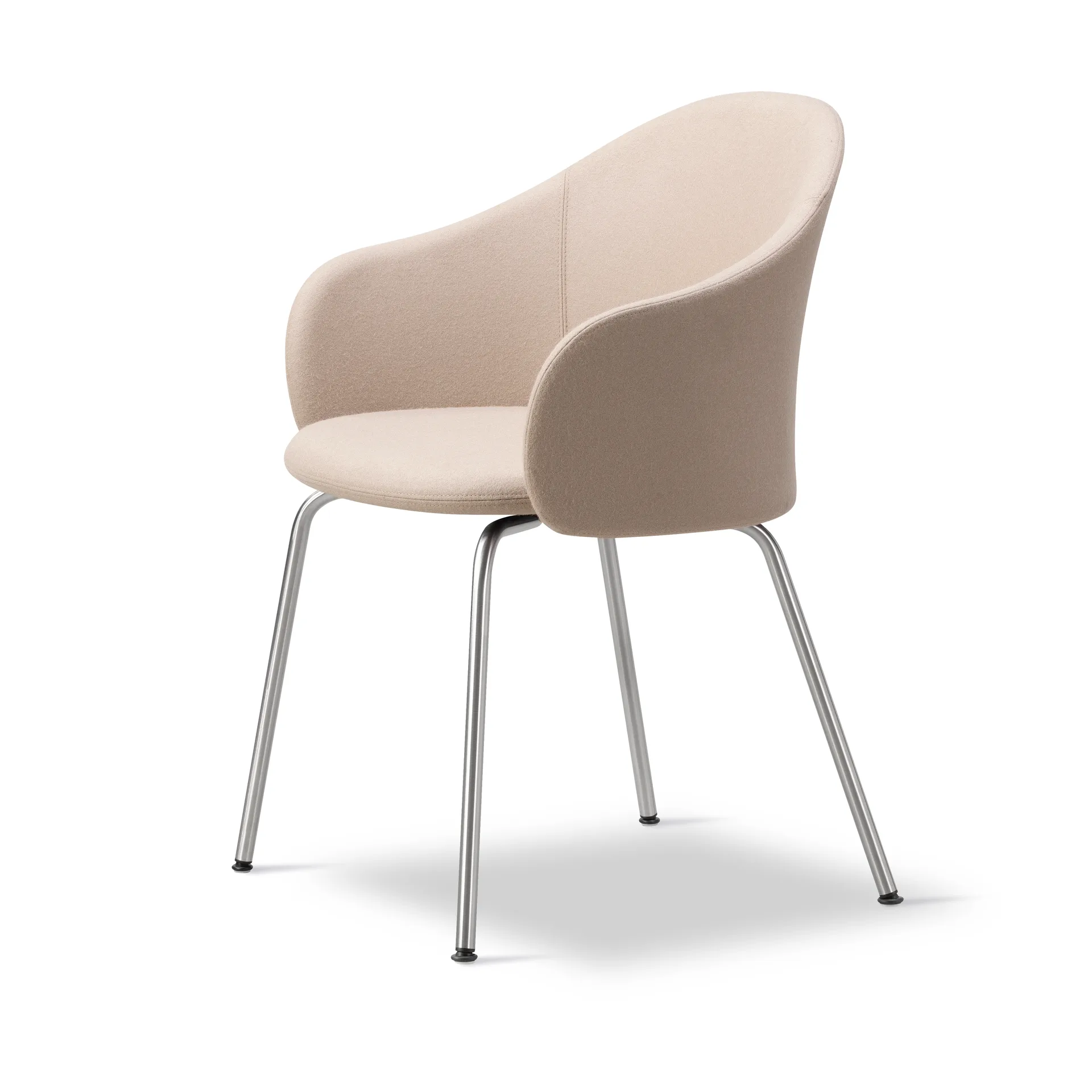 Fauteuil Gomo Armchair à piètement tubulaire, Blazer CUZ47 Fairfield-acier inoxydable Fredericia Furniture