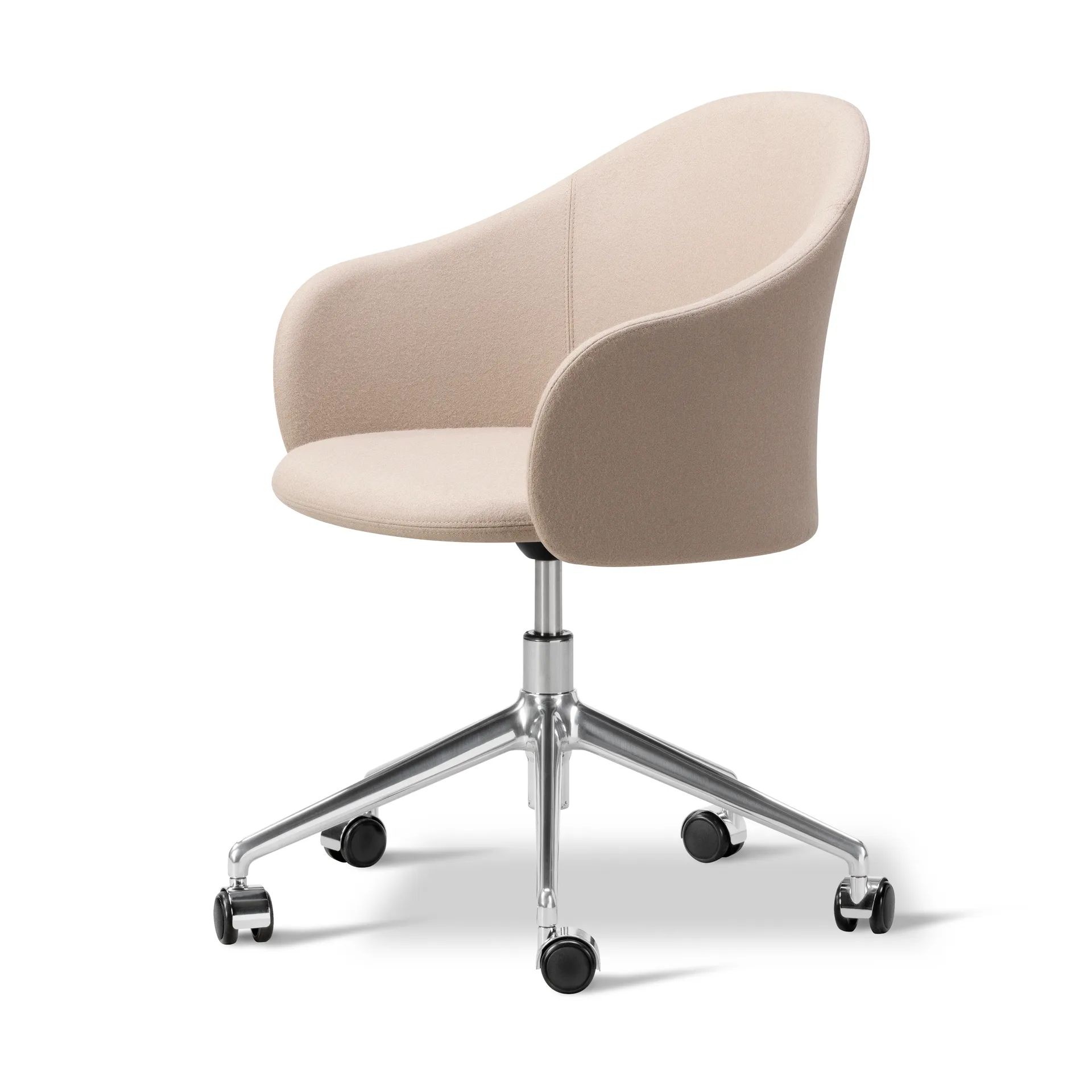 Fauteuil Gomo Armchair pivotant à 5 branches, Blazer CUZ47 Fairfield-aluminium poli Fredericia Furniture