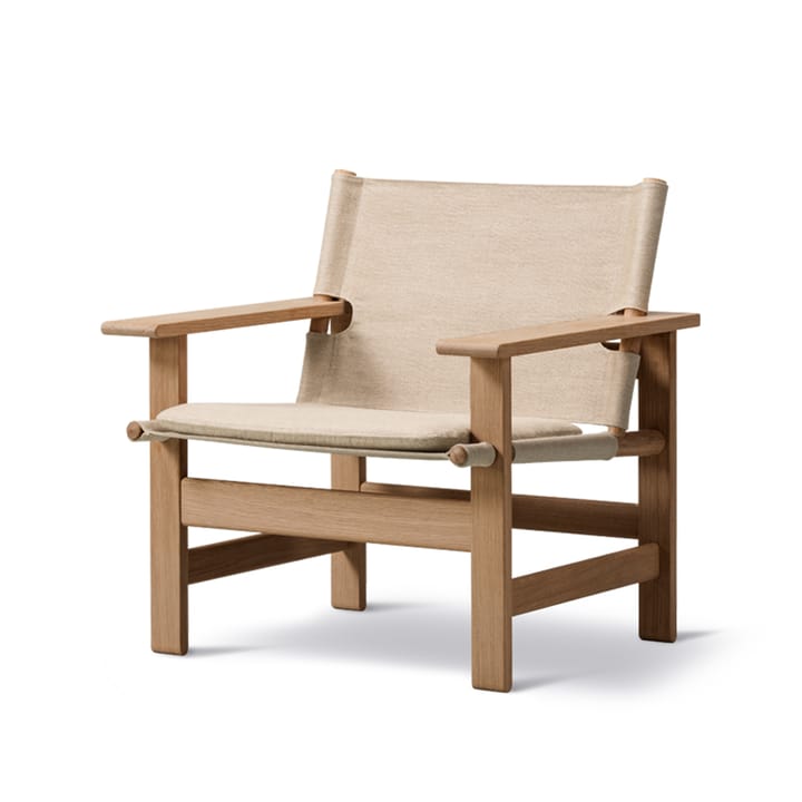 Fauteuil The Canvas Chair, Canvas naturel-pieds clair huilé, incl. coussin Canvas Fredericia Furniture