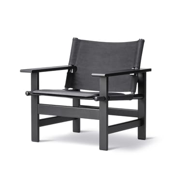 Fauteuil The Canvas Chair - Canvas noir-chêne noirci, incl. coussin cuir noir - Fredericia Furniture
