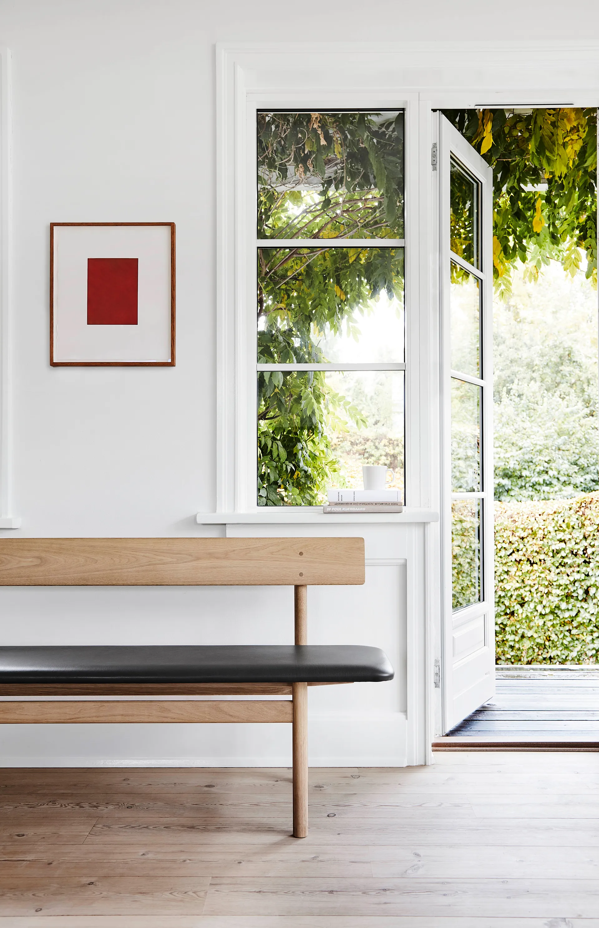 Mogensen 3171 banc, Savonné chêne-cuir omni 301 black Fredericia Furniture