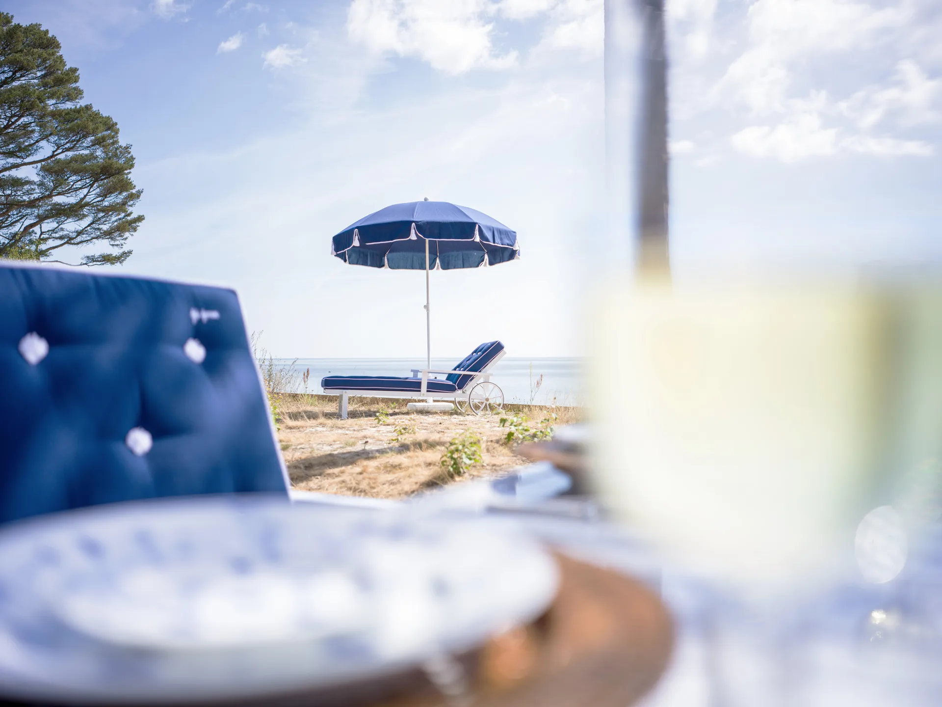 Parasol 90, Bleu marine, Ø220 cm Fri Form