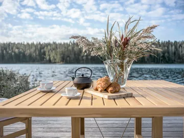 Table 65 - Teck, 128x120x68 cm - Fri Form