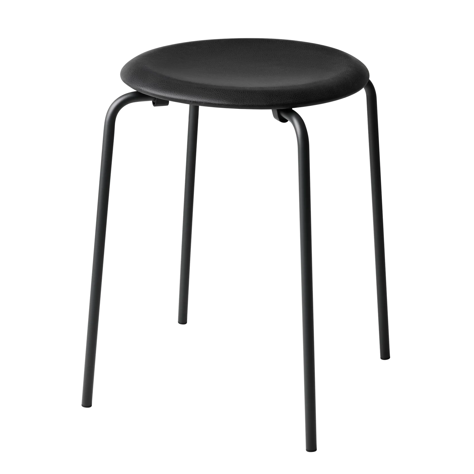 Fritz Hansen Dot tabouret rond cuir Noir cow-boy, Ø34x44 cm