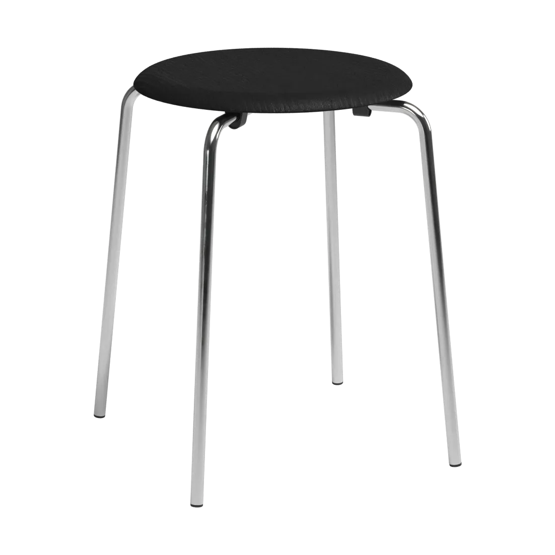 Fritz Hansen Dot tabouret rond Frêne noir-chrome, Ø32,8x45,5 cm