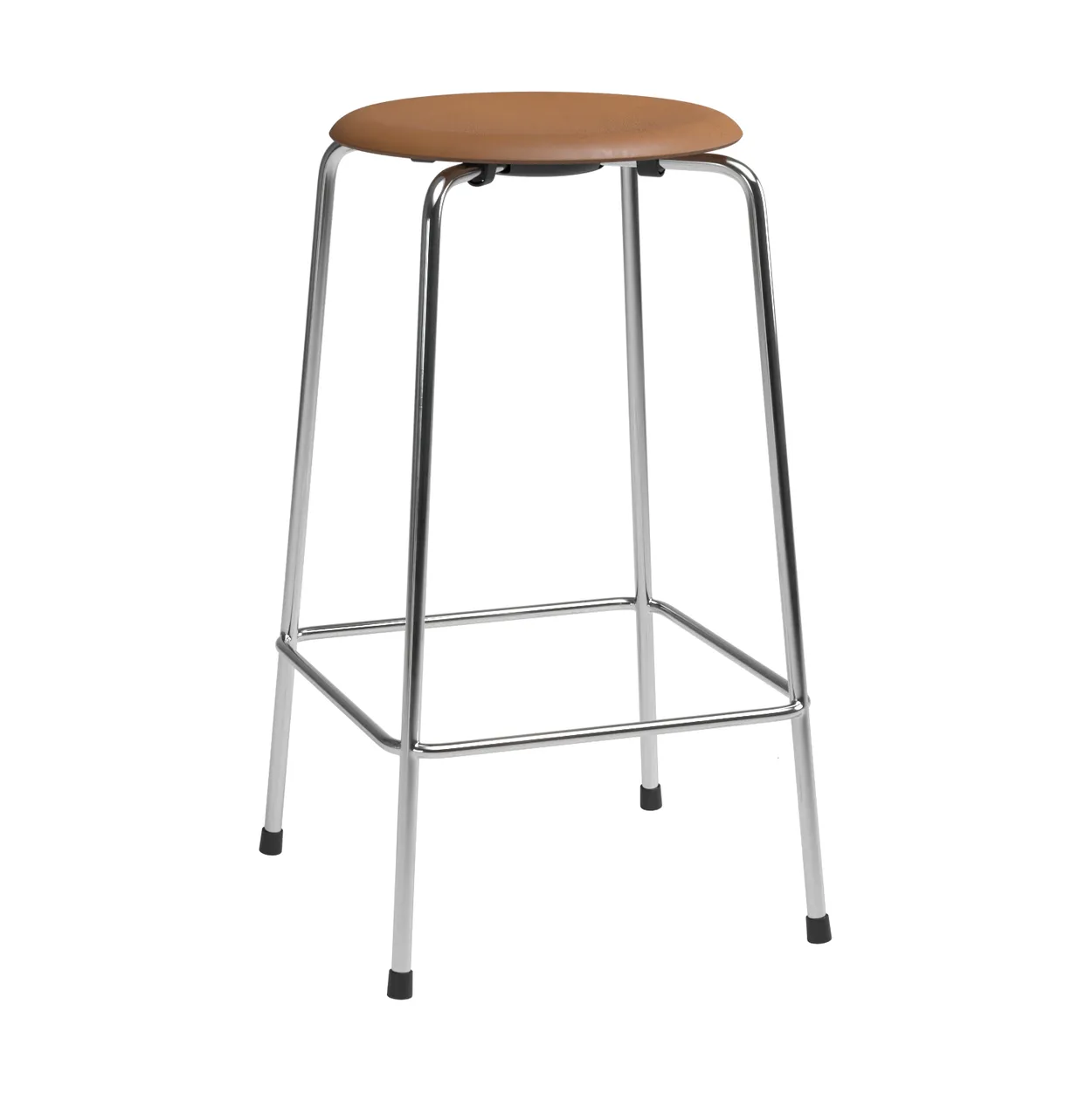 Fritz Hansen High Dot counter stool 4 pieds Wild cuir walnut-chrome