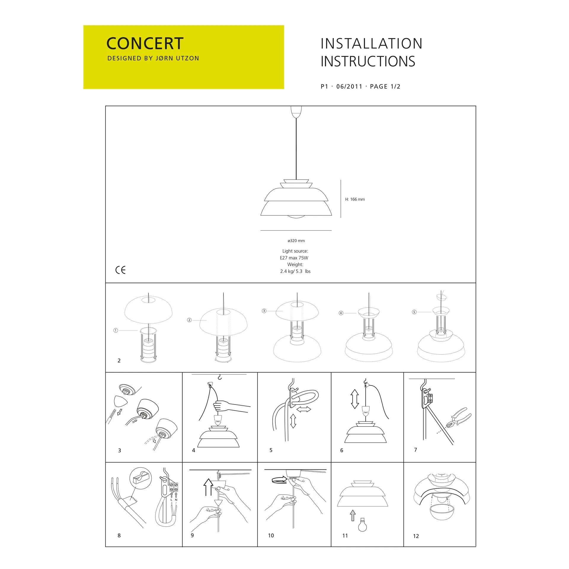 Lampe à suspension Concert blanc, P1 Fritz Hansen