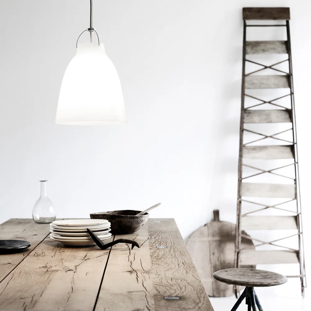 Suspension Caravaggio 1, Blanc brillant-câble textile gris Fritz Hansen