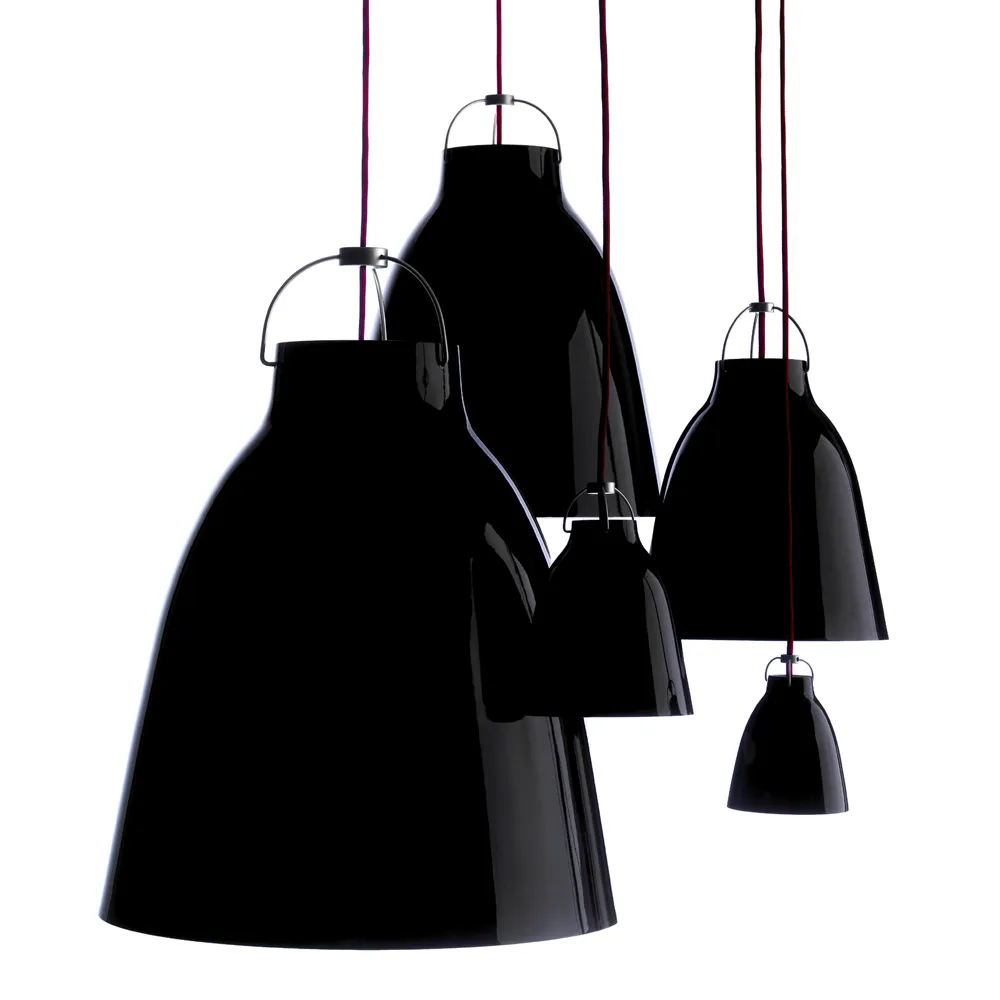 Suspension Caravaggio 1, Noir-câble textile noir Fritz Hansen