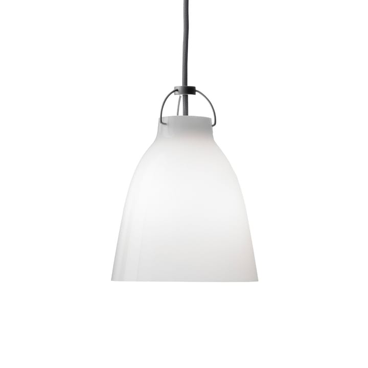 Suspension Caravaggio 1 - Opaline blanche-câble textile gris - Fritz Hansen