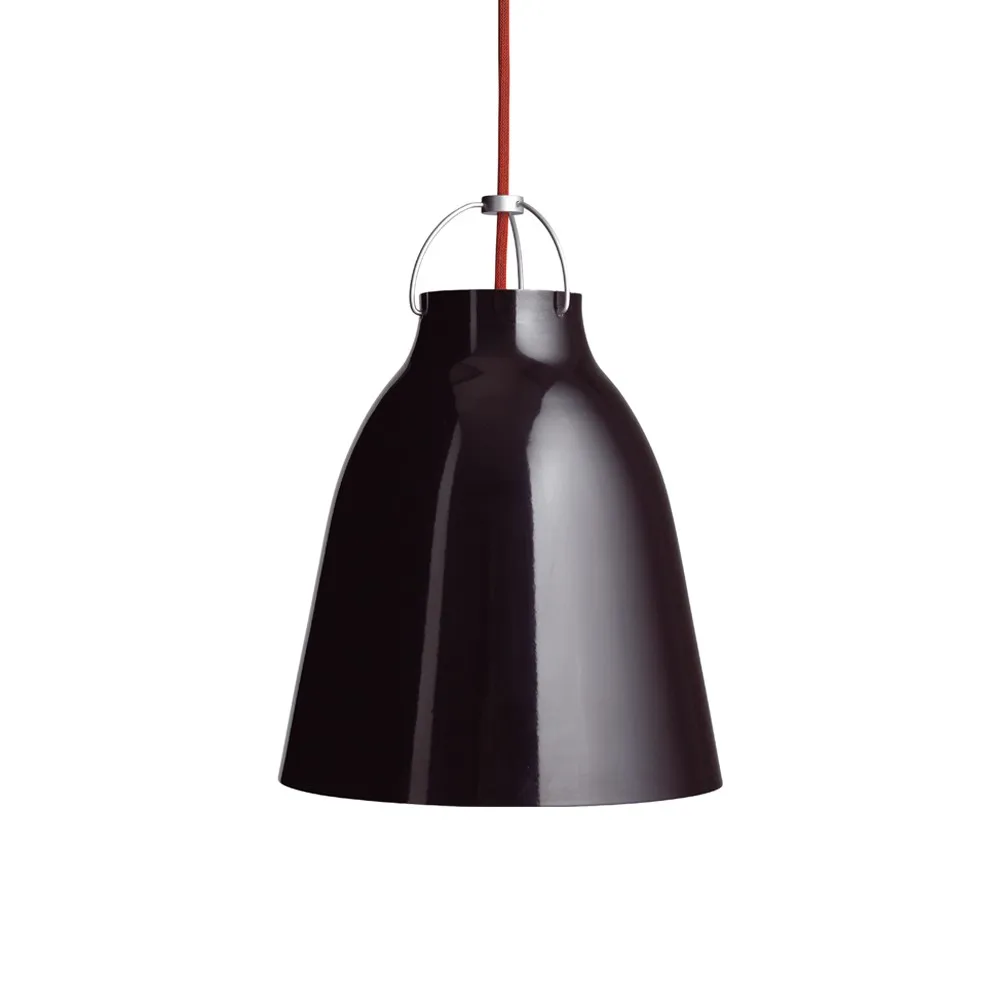Suspension Caravaggio 2, Noir brillant-câble textile rouge Fritz Hansen