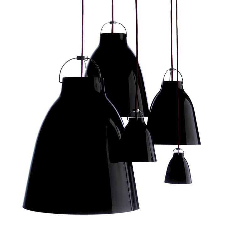 Suspension Caravaggio 2 - Noir brillant-câble textile rouge - Fritz Hansen
