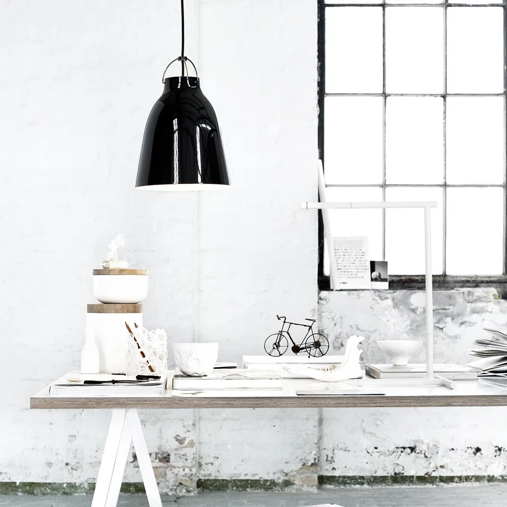 Suspension Caravaggio 2, Noir-câble textile noir Fritz Hansen