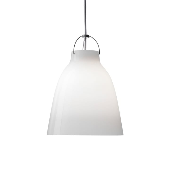 Suspension Caravaggio 2 - Opaline blanche-câble textile gris - Fritz Hansen