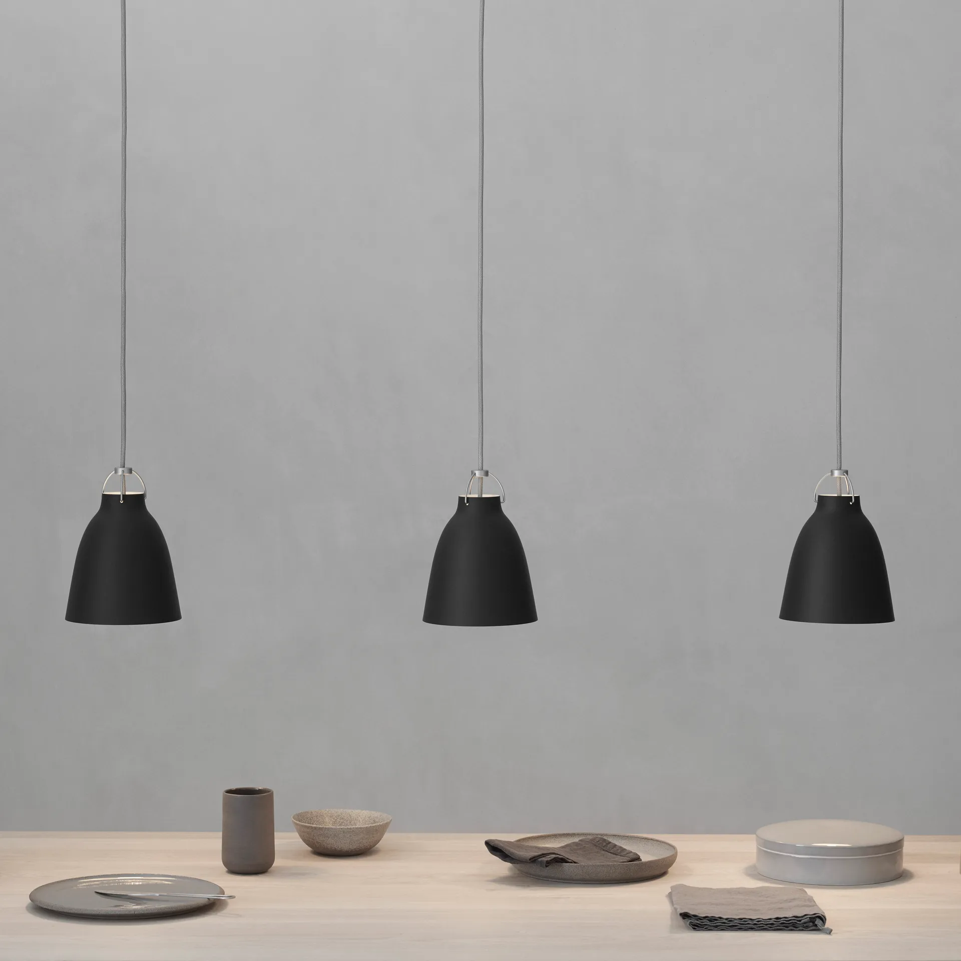 Suspension lumineuse Caravaggio P1 mat, Noir Fritz Hansen