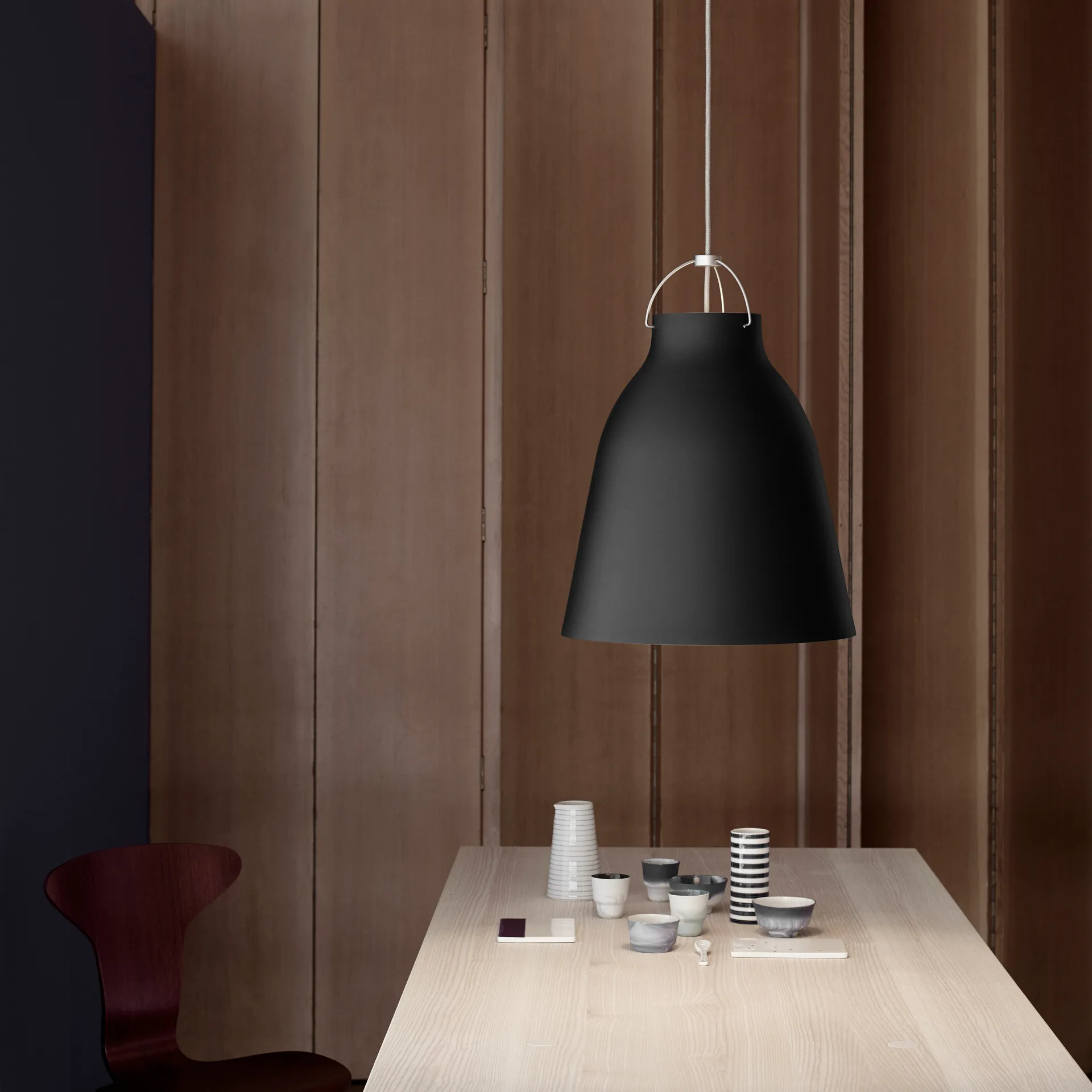 Suspension lumineuse Caravaggio P3 mat, Noir Fritz Hansen